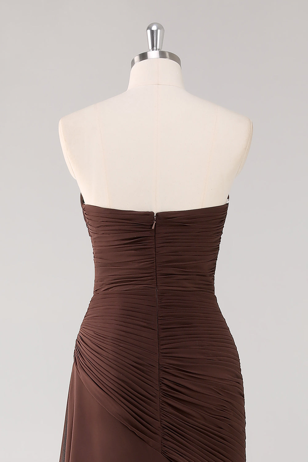 Dark Brown Sweetheart Ruched Long Formal Dress with Ruffles Dark Brown Sweetheart Ruched Long Formal Dress with Ruffles