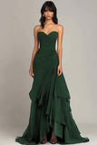 Zapaka Women Dark Green Sweetheart Ruffled Formal Wedding Guest Dress Ruched Black Tie Dress Strapless Mermaid Evening Dress Zapaka Women Dark Green Sweetheart Ruffled Formal Wedding Guest Dress Ruched Black Tie Dress Strapless Mermaid Evening Dress