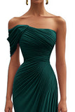 Mermaid Dark Green One Shoulder Pleated Long Formal Dress Mermaid Dark Green One Shoulder Pleated Long Formal Dress