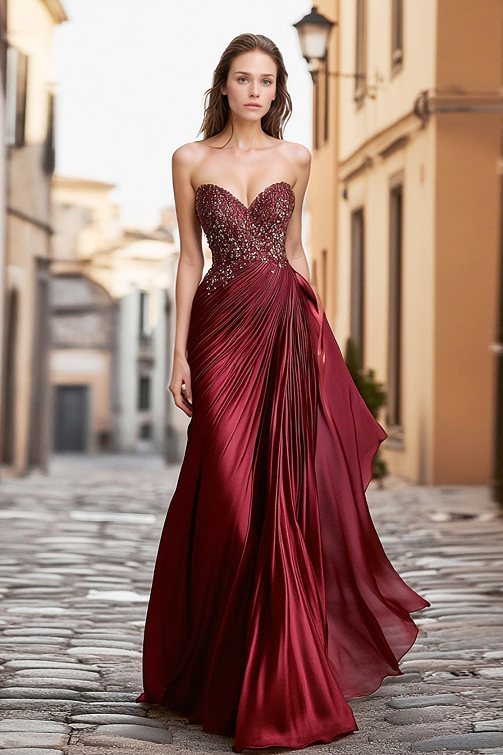 womens burgundy party dress Formal Maroon Dresses Stunning Women Evening Dress Burgundy A Line Criss Cross Lycra Spandex Formal Dinner