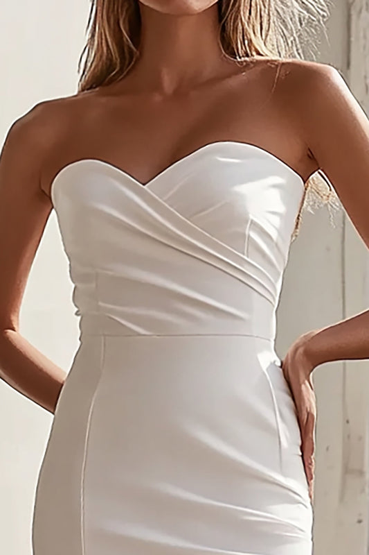 Sweetheart White Bodycon Satin Mini Graduation Dress