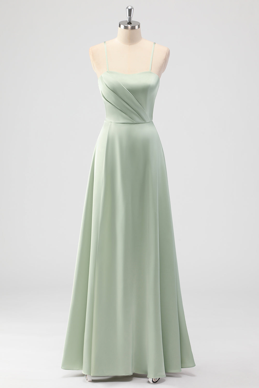 Zapakasa Women Sage Green A-Line Bridesmaid Dress Satin Spaghetti Straps Long Wedding Guest Dress Zapakasa Women Sage Green A-Line Bridesmaid Dress Satin Spaghetti Straps Long Wedding Guest Dress
