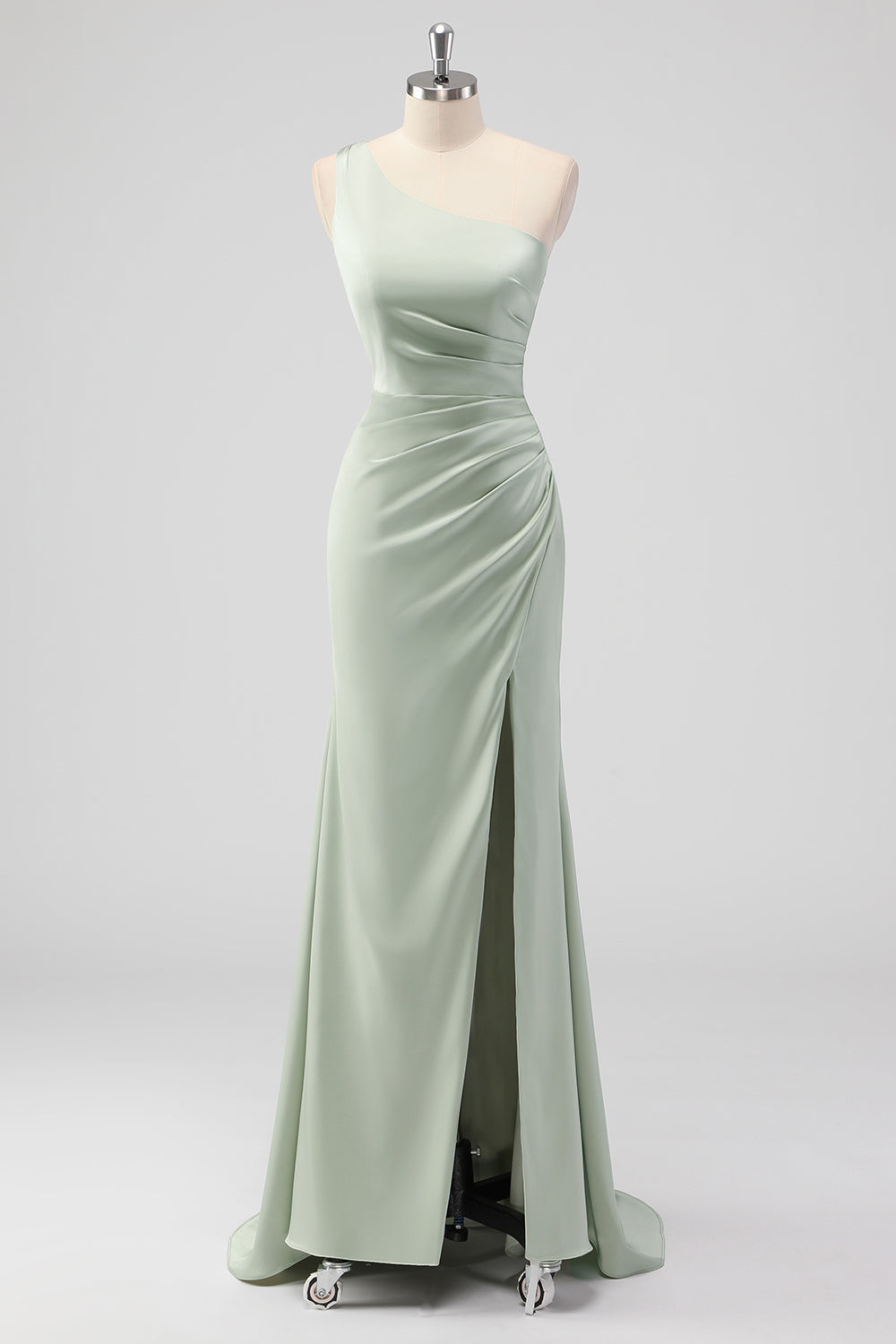 one shoulder sage green bridesmaid dress Green One Shoulder Bridesmaid Dresses