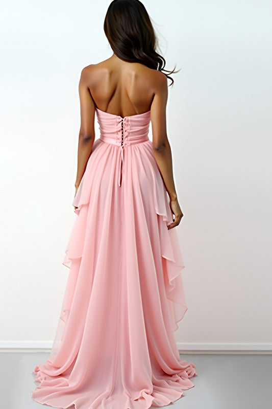 Sweetheart Blush Pink Asymmetrical High-Low Formal Dress