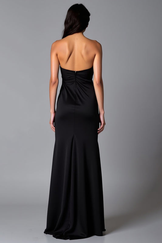 Black Halter Sheath Long Formal Dress with Slit