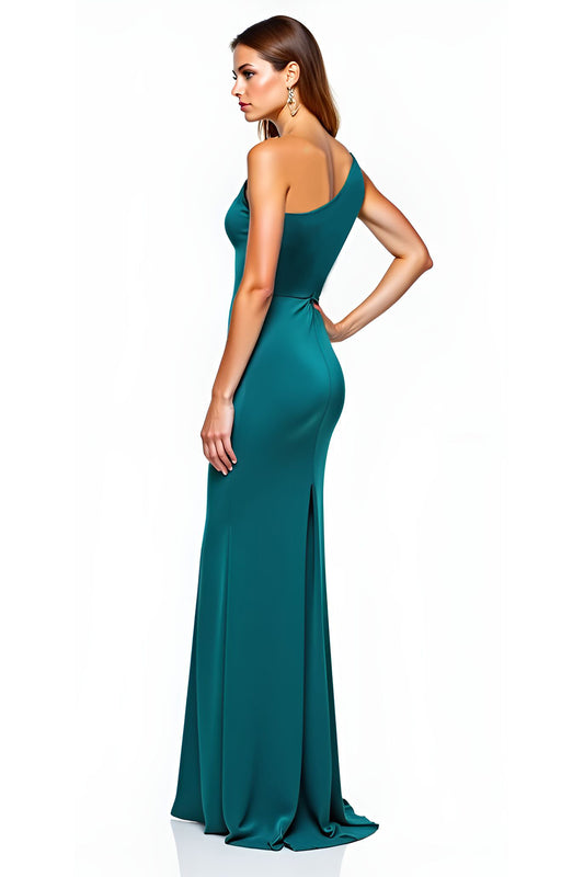 One Shoulder Peacock Bow Long Formal Dress