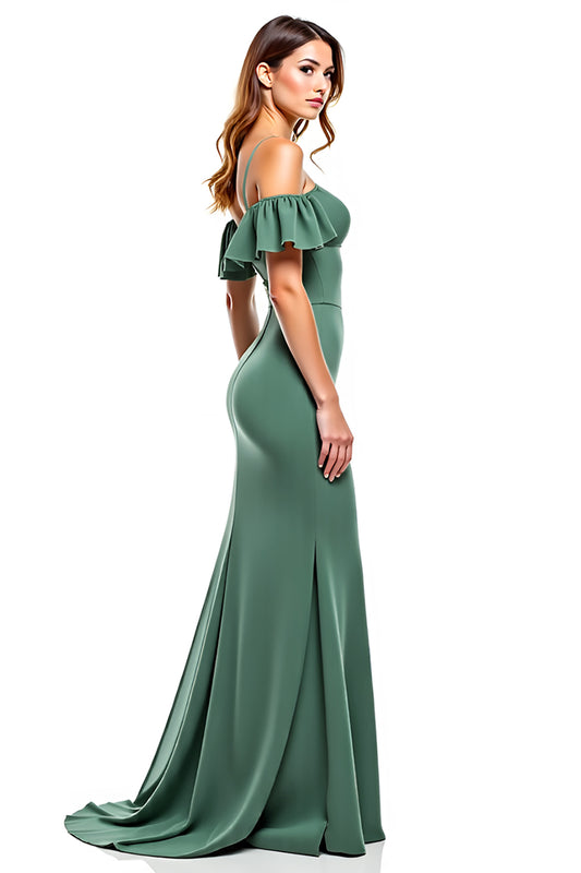 Eucalyptus Chiffon Sheath Long Wedding Guest Dress