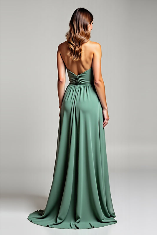 Eucalyptus A Line Halter Long Bridesmaid Dress