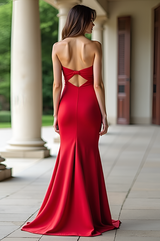 Red Sweetheart Mermaid Long Prom Dress