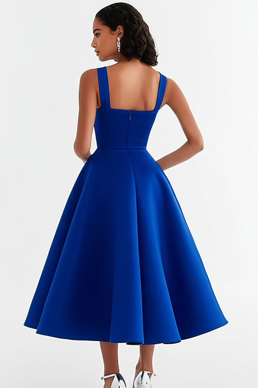 Royal Blue Square Neck A Line Knee-Length Formal Dress