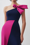 Sheath Navy Fuchsia One Shoulder Long Formal Dress with Slit Sheath Navy Fuchsia One Shoulder Long Formal Dress with Slit