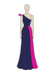 Sheath Navy Fuchsia One Shoulder Long Formal Dress with Slit Sheath Navy Fuchsia One Shoulder Long Formal Dress with Slit