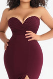 Satin Mermaid Burgundy Plus Size Sweetheart Formal Dress with Slit Satin Mermaid Burgundy Plus Size Sweetheart Formal Dress with Slit