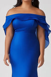 Royal Blue Off the Shoulder Sheath Long Plus Size Formal Dress Royal Blue Off the Shoulder Sheath Long Plus Size Formal Dress