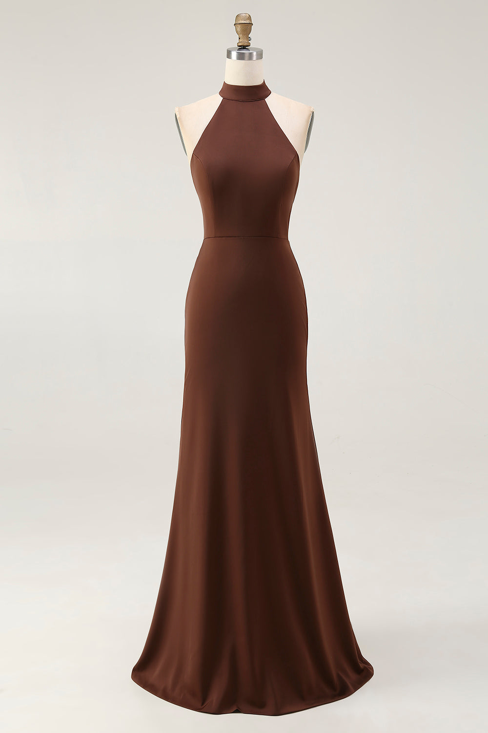 Zapakasa Women Coffee Simple Satin Long Formal Dress Halter Mermaid Evening Dress Zapakasa Women Coffee Simple Satin Long Formal Dress Halter Mermaid Evening Dress
