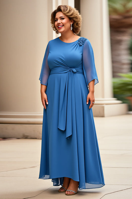 Royal Blue Chiffon Plus Size Long A Line Mother of the Bride Dress
