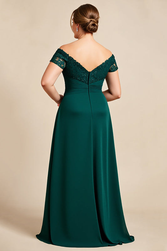 Pine A Line Off the Shoulder Long Plus Size Mother of the Bride Dress