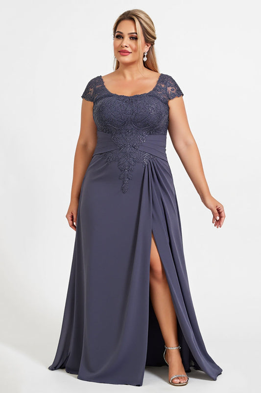 Twilight A Line Plus Size Long Mother of the Bride Dress with Slit
