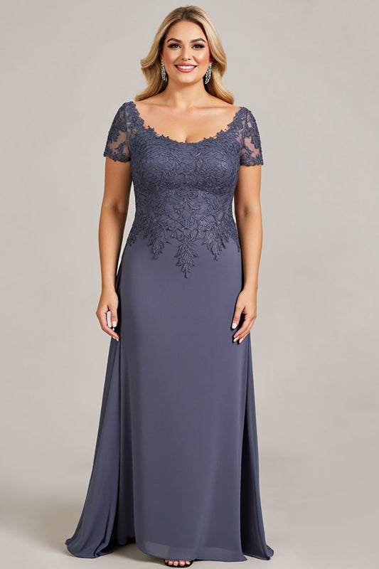 Twilight Scoop Neck Chiffon Plus Size Appliqued Mother of the Bride Dress