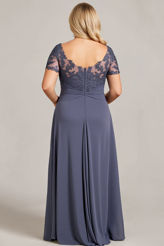 Twilight Scoop Neck Chiffon Plus Size Appliqued Mother of the Bride Dress