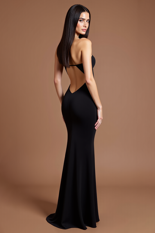 Black Sheath Satin Sweetheart Long Formal Dress with Slit