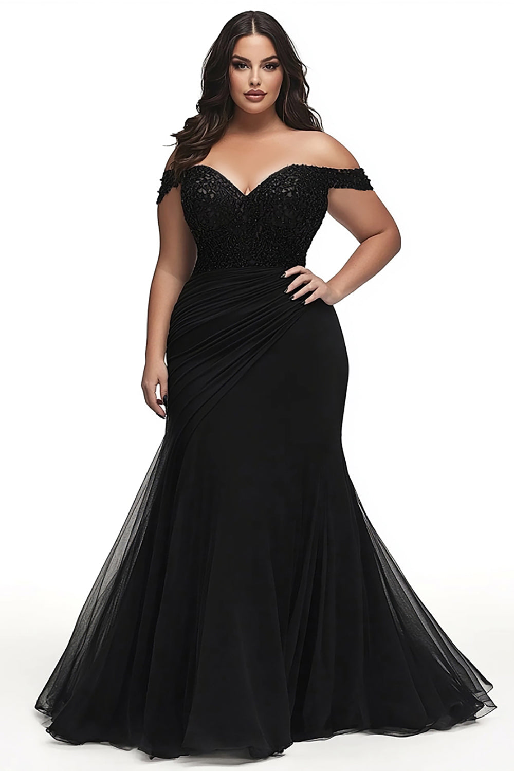 fitted lace wedding dress Black Mermaid V-Neck Plus Size Long Prom Dress with Appliques fitted lace wedding dress Black Mermaid V-Neck Plus Size Long Prom Dress with Appliques