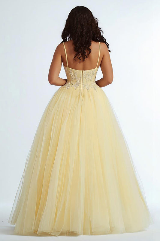 Daffodil Sweetheart A Line Long Plus Size Prom Dress with Appliques
