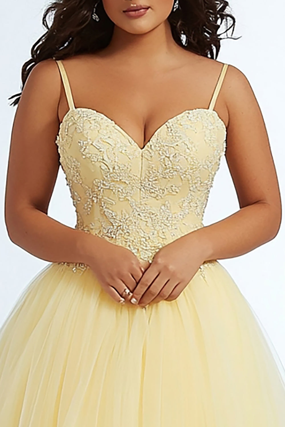 Daffodil Sweetheart A Line Long Plus Size Prom Dress with Appliques Daffodil Sweetheart A Line Long Plus Size Prom Dress with Appliques