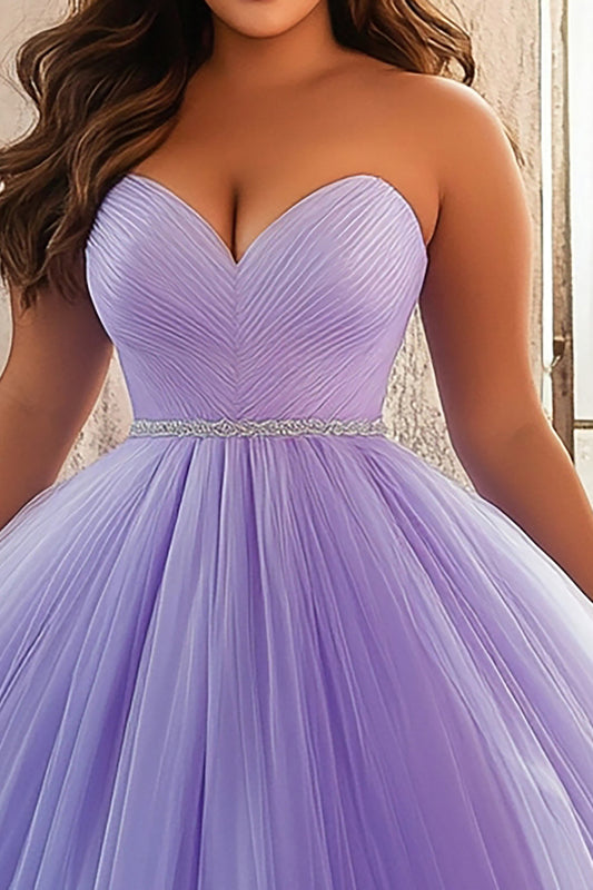 Lilac Sweetheart Ball Gown Long Plus Size Prom Dress