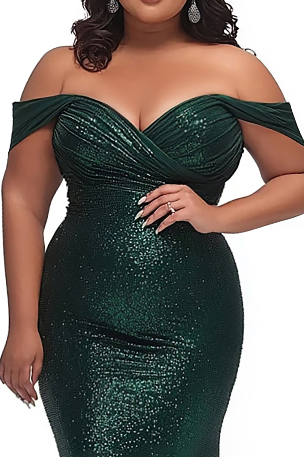 Dark Green Sweetheart Mermaid Plus Size Ruched Prom Dress with Slit Dark Green Sweetheart Mermaid Plus Size Ruched Prom Dress with Slit
