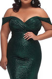 Dark Green Sweetheart Mermaid Plus Size Ruched Prom Dress with Slit Dark Green Sweetheart Mermaid Plus Size Ruched Prom Dress with Slit