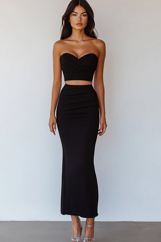 Black Mermaid Two Piece Sweetheart Long Formal Dress