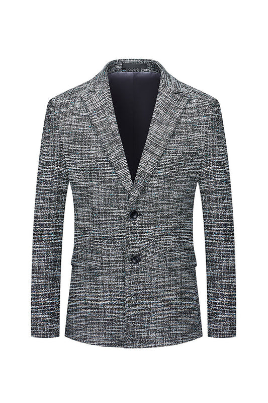Grey Peaked Lapel Single Breasted Men's Blazer