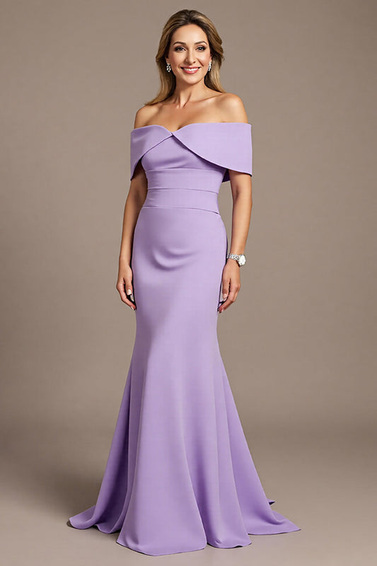Lilac Mermaid Satin Long Mother of the Bride Dress
