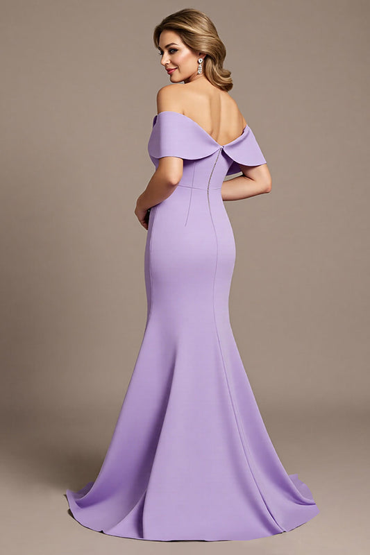 Lilac Mermaid Satin Long Mother of the Bride Dress