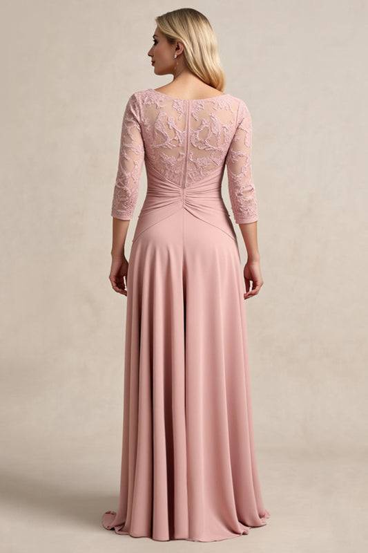 Blush A Line High-Low Ruched Mother of the Bride Dress with Sleeves