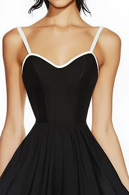 Black A Line Satin Short Sweetheart Graduation Dress