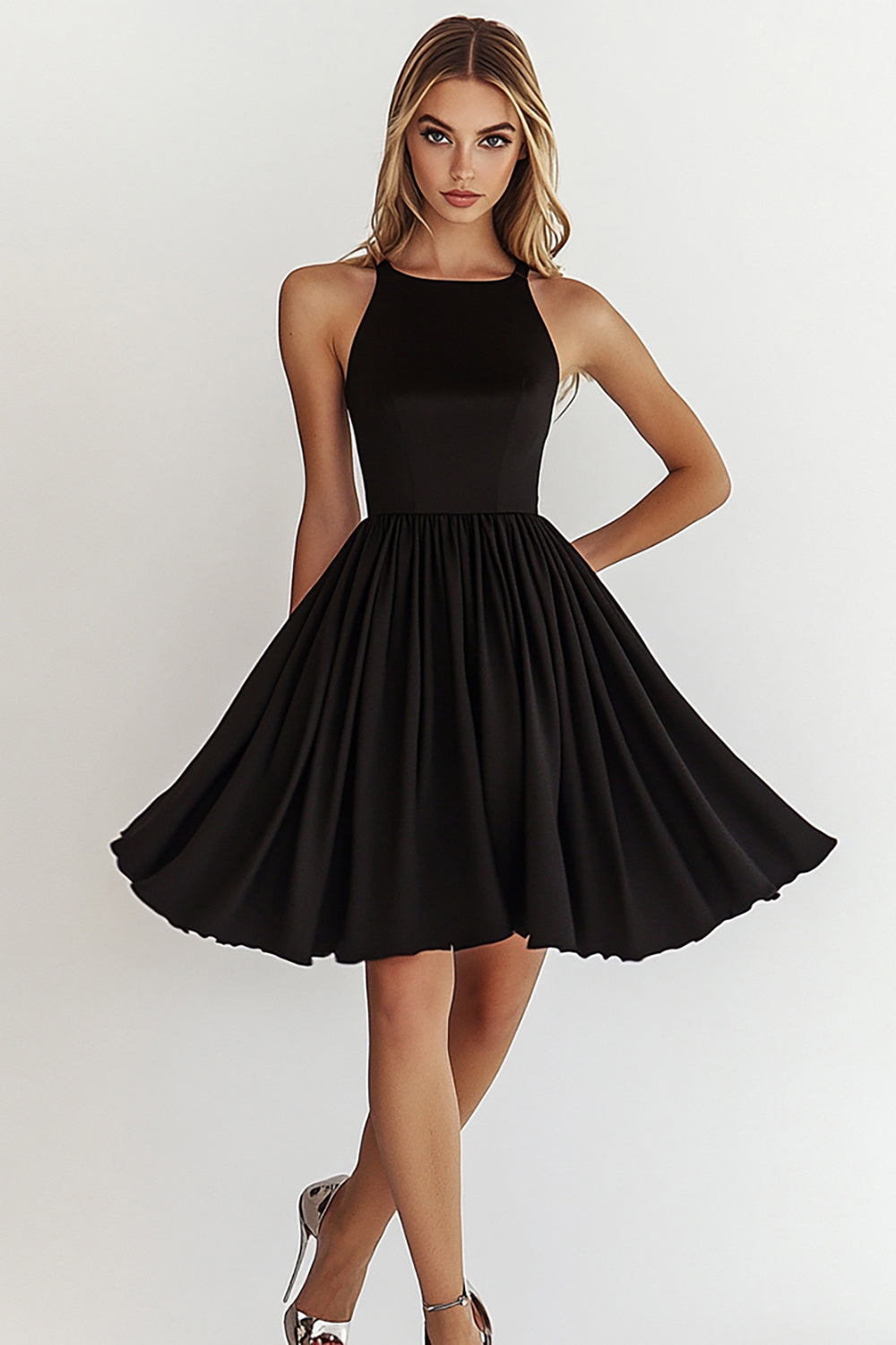 Zapaka Women Black Short Graduation Dress Boat Neck A Line Little Black Dress, Black / US14 Zapaka Women Black Short Graduation Dress Boat Neck A Line Little Black Dress, Black / US14