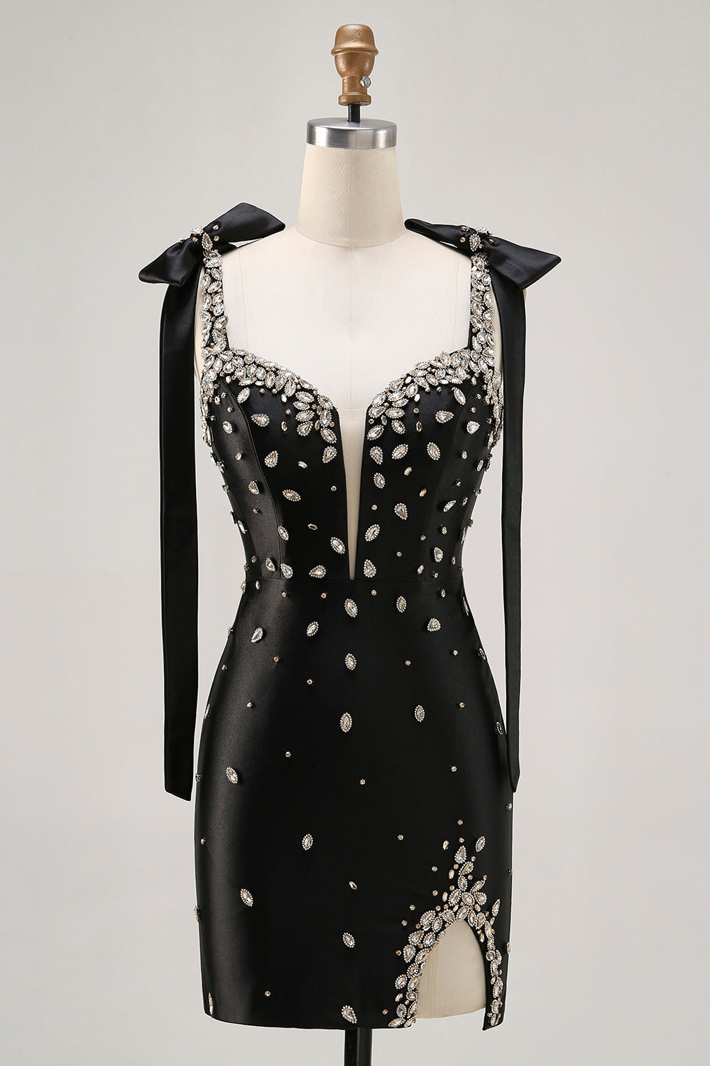 Zapakasa Women Sparkly Black Tight Short Homecoming Dress with Rhinestones Satin Straps Ruched Cocktail Dress with Bows Zapakasa Women Sparkly Black Tight Short Homecoming Dress with Rhinestones Satin Straps Ruched Cocktail Dress with Bows