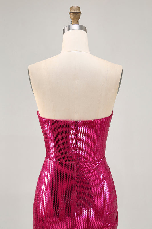 Sparkly Fuchsia Sweetheart Sequin Tight Short Homecoming Dress