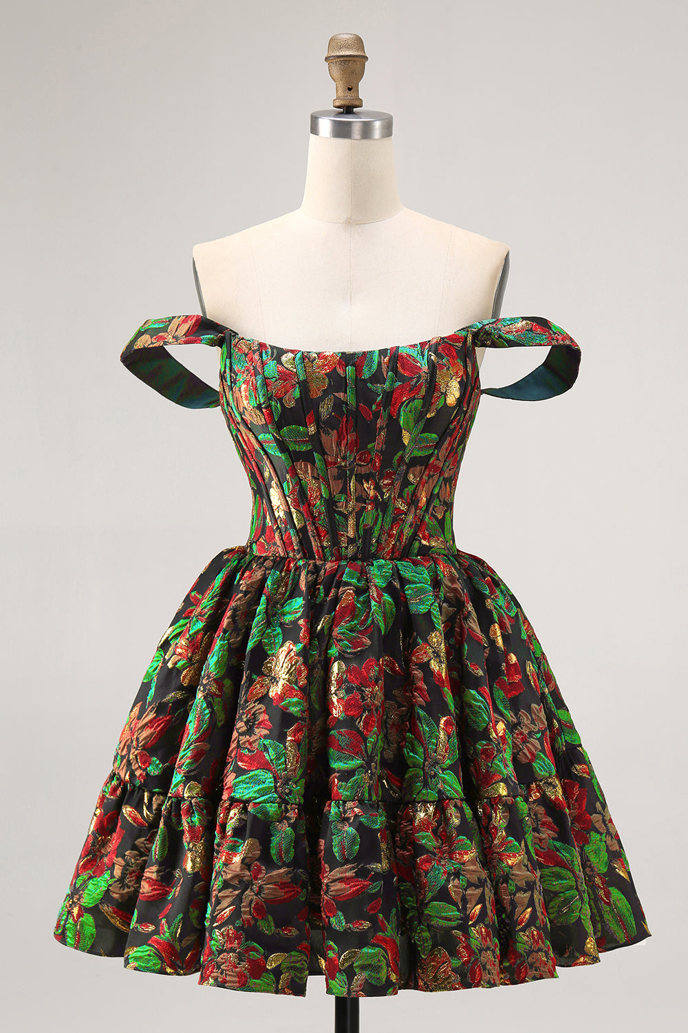 Zapakasa Women Dark Green Floral Short Corset Homecoming Dress Removable Straps A Line Cocktail Dress Zapakasa Women Dark Green Floral Short Corset Homecoming Dress Removable Straps A Line Cocktail Dress