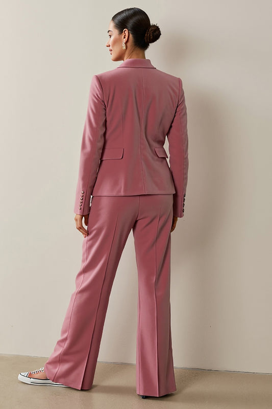 Grey Pink 2 Piece Floral Notched Lapel Velvet Business Suits with Pockets