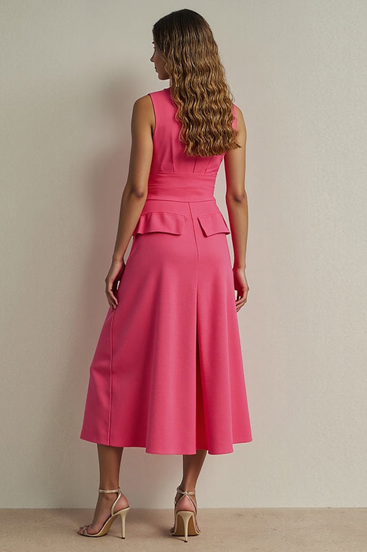 Fuchsia Pencil Single Breasted Maxi Blazer Dress