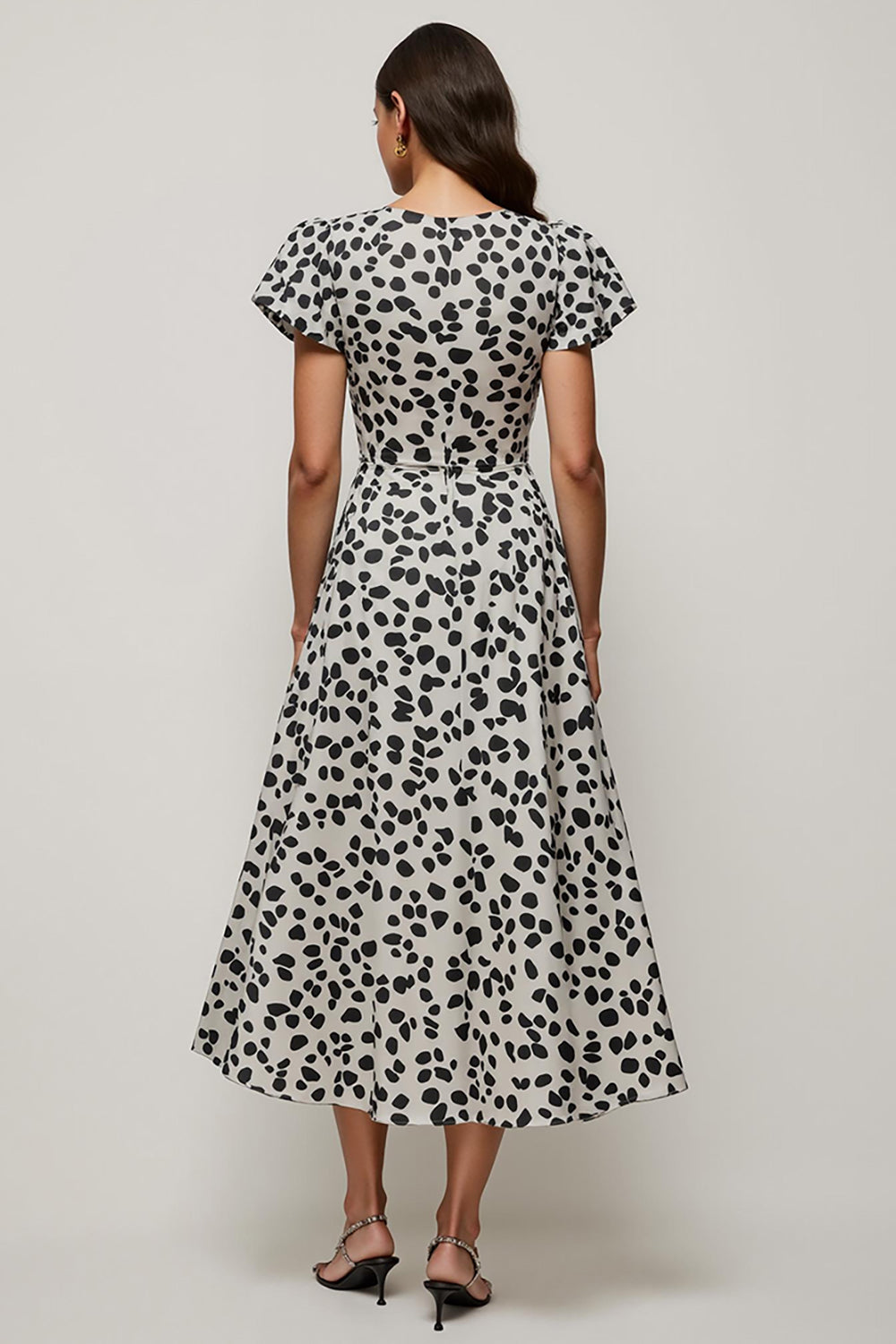Black and White Leopard Printed Short Sleeves Maxi Work Dress Black and White Leopard Printed Short Sleeves Maxi Work Dress