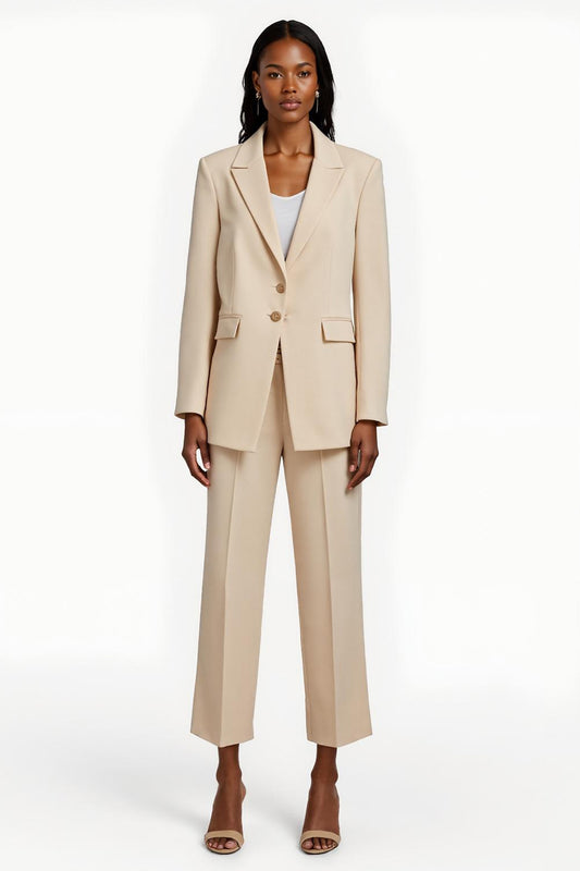 Apricot 2 Piece Notched Lapel Single Breasted Business Suits with Sleeves