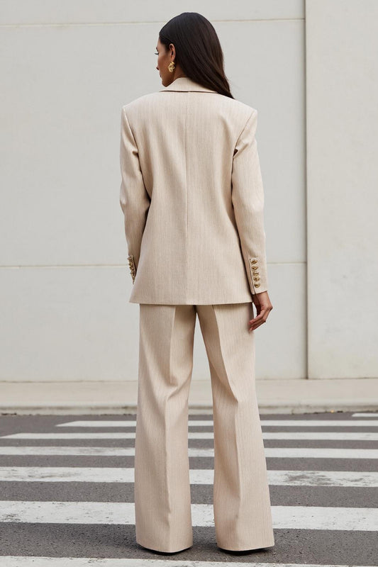 Apricot 2 Piece Long Sleeves Notched Lapel Business Suits with Pockets