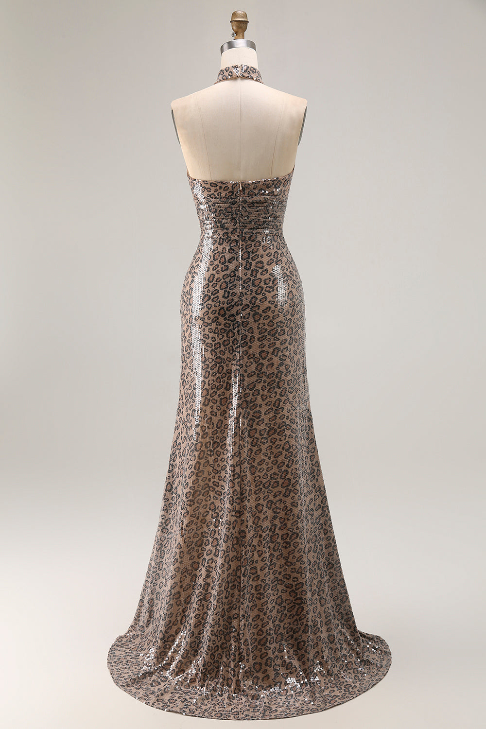 Sparkly Golden Leopard Keyhole Mermaid Sequin Long Prom Dress with Slit Sparkly Golden Leopard Keyhole Mermaid Sequin Long Prom Dress with Slit