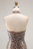 Sparkly Golden Leopard Keyhole Mermaid Sequin Long Prom Dress with Slit Sparkly Golden Leopard Keyhole Mermaid Sequin Long Prom Dress with Slit