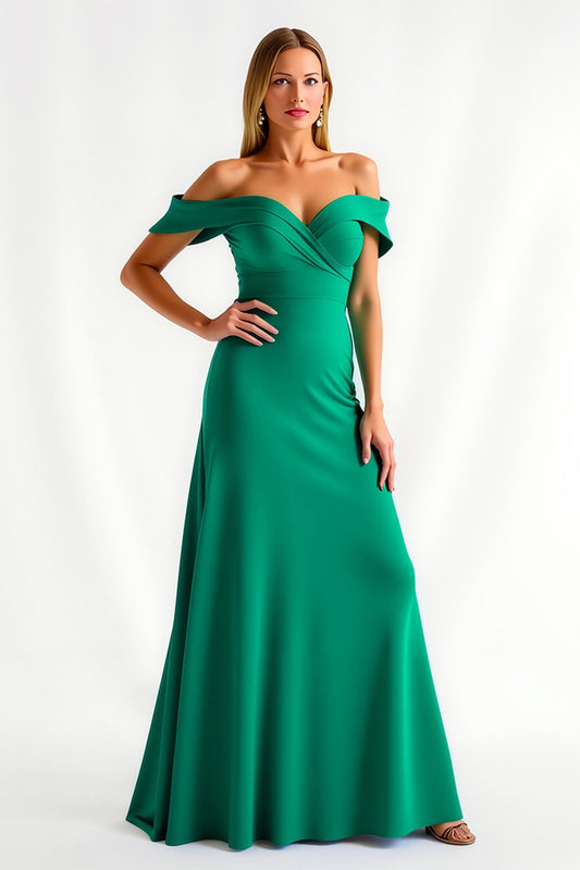 Dark Green Off the Shoulder Sheath Long Holiday Party Dress