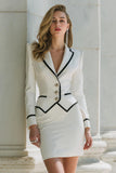 White 2 Piece Pencil Notched Lapel Short Business Suits with Sleeves White 2 Piece Pencil Notched Lapel Short Business Suits with Sleeves